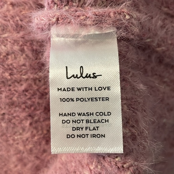 Lulu’s Women's Sweater Dress Small Pink Stretch Fluffy Cowl Neck Longline - Picture 9 of 14